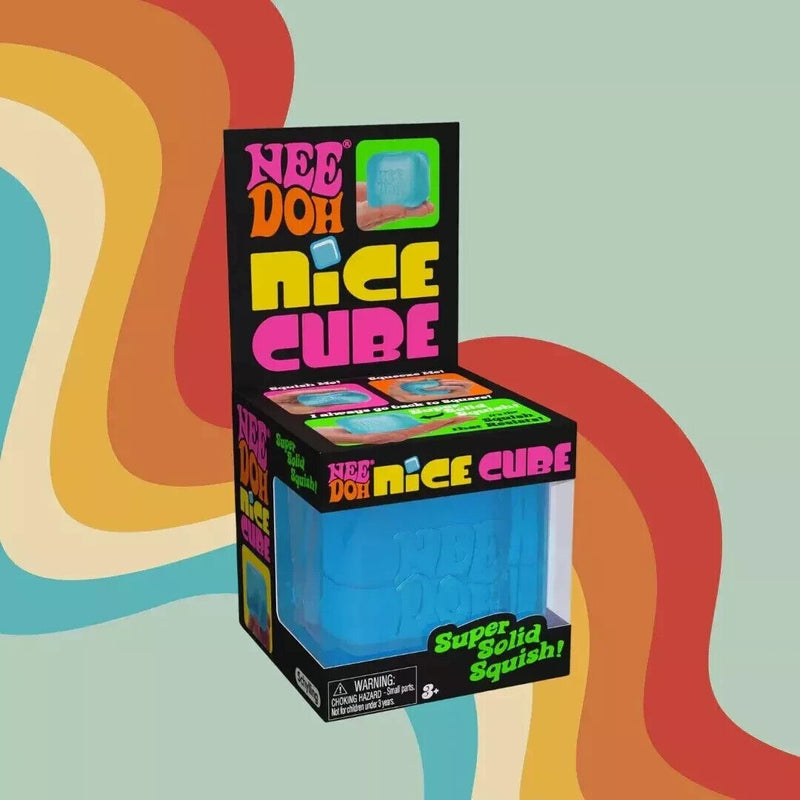 Nee Doh Nice Cube Squish Toy, Ages 3+ (Blue)