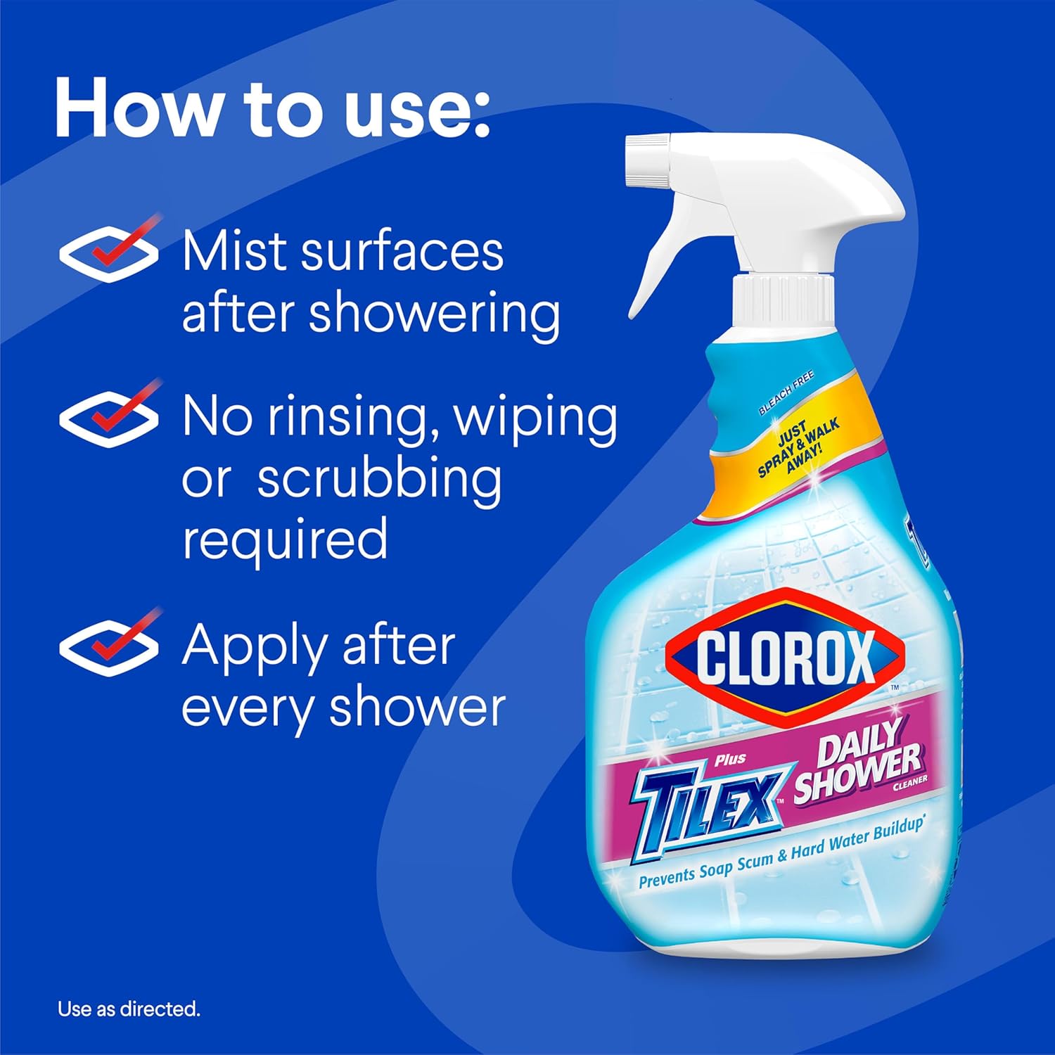 Clorox Plus Tilex Daily Shower Cleaner, 32 Fluid Ounce Spray Bottle, Pack of 2 - Covaura
