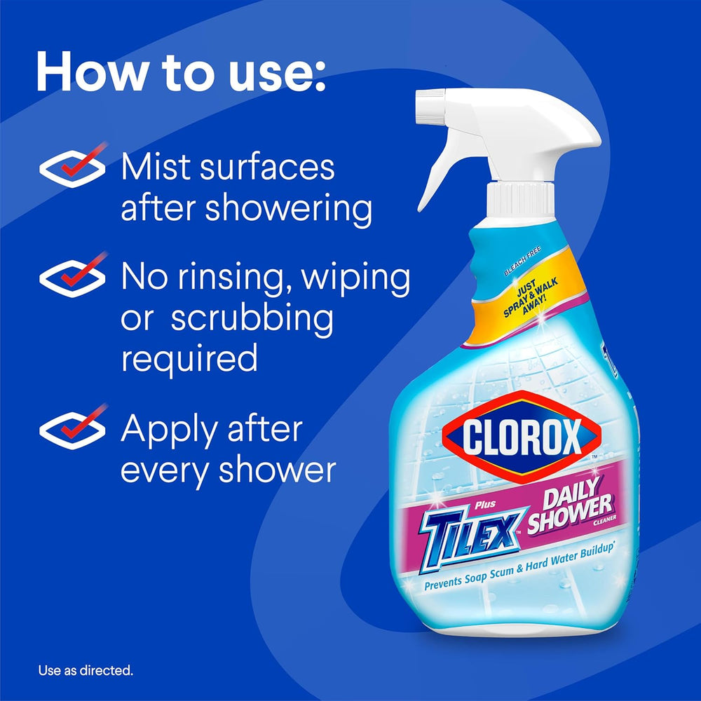 Clorox Plus Tilex Daily Shower Cleaner, 32 Fluid Ounce Spray Bottle, Pack of 2 - Covaura