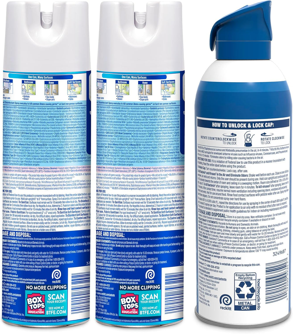 Lysol Bundle containing x2 Lysol Disinfectant Spray for Hard and Soft Surfaces, Crisp Linen, 19 Fl. Oz + Lysol Air Sanitizer Spray, For Air Sanitization and Odor Elimination, White Linen, 10 Fl. Oz - Covaura
