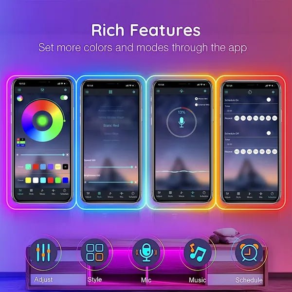 Neon Flex LED Room Atmosphere Kit (App + Music Sync) - Covaura