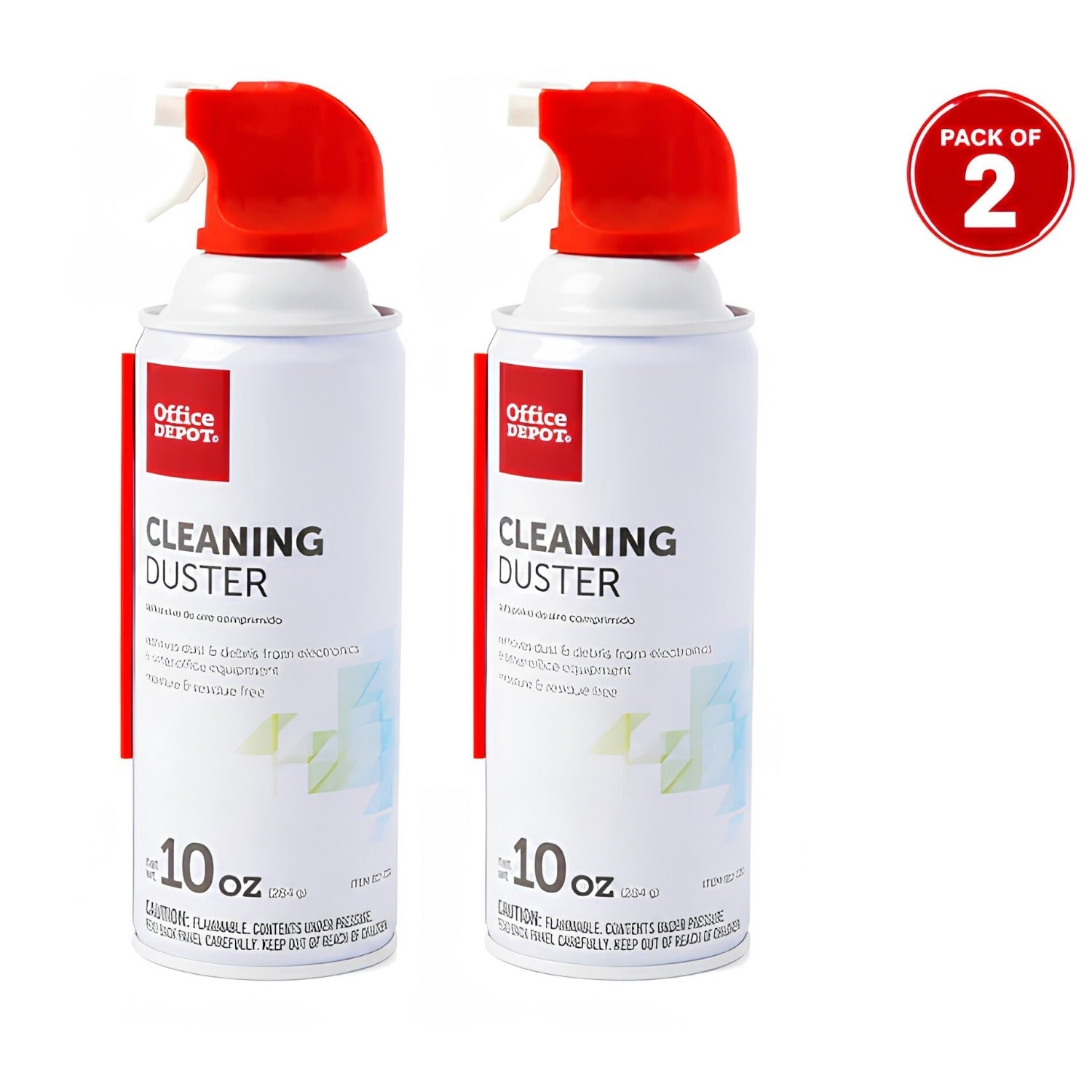 Office Depot Cleaning Duster, 10 Oz Compressed Canned Air for Electronics, Keyboard Cleaner for Computer, Laptop, PC, Printer, Office Equipment, Moisture - Free, Pack of 2 - Covaura