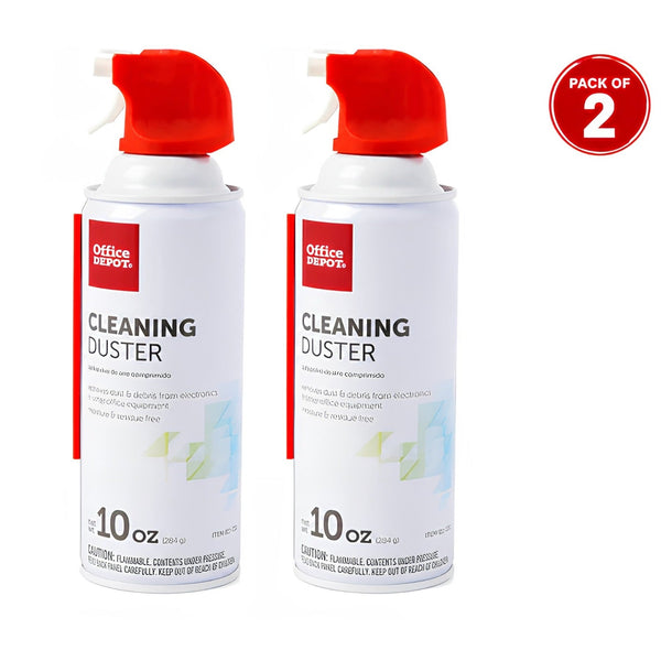 Office Depot Cleaning Duster, 10 Oz Compressed Canned Air for Electronics, Keyboard Cleaner for Computer, Laptop, PC, Printer, Office Equipment, Moisture - Free, Pack of 2 - Covaura