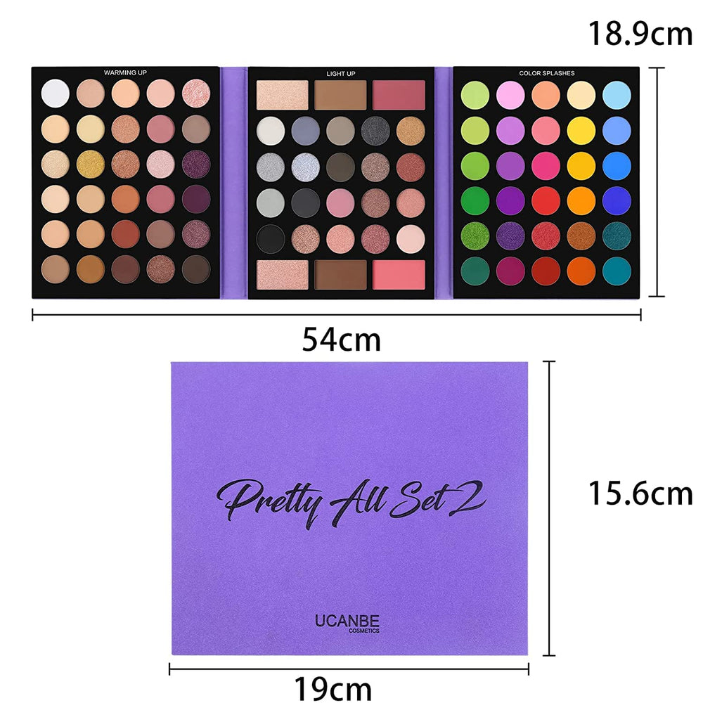 UCANBE 86 Colors Nude Eyeshadow Palette with 15pcs Makeup Brushes Set, Matte Glitter Long Lasting Highly Pigmented Waterproof Colorful Eye Shadow Contour Blush Powder Highlighter All in One - Covaura