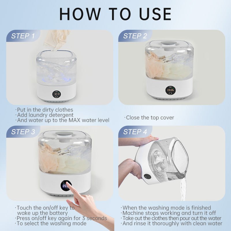 Ultrasonic Portable Clothes Washer (Travel Delicates) - Covaura
